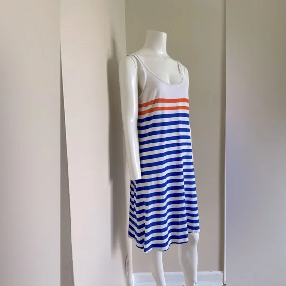 Tommy Bahama Striped Blue Orange Mini Tank Dress beach summer pool Large - Picture 3 of 6